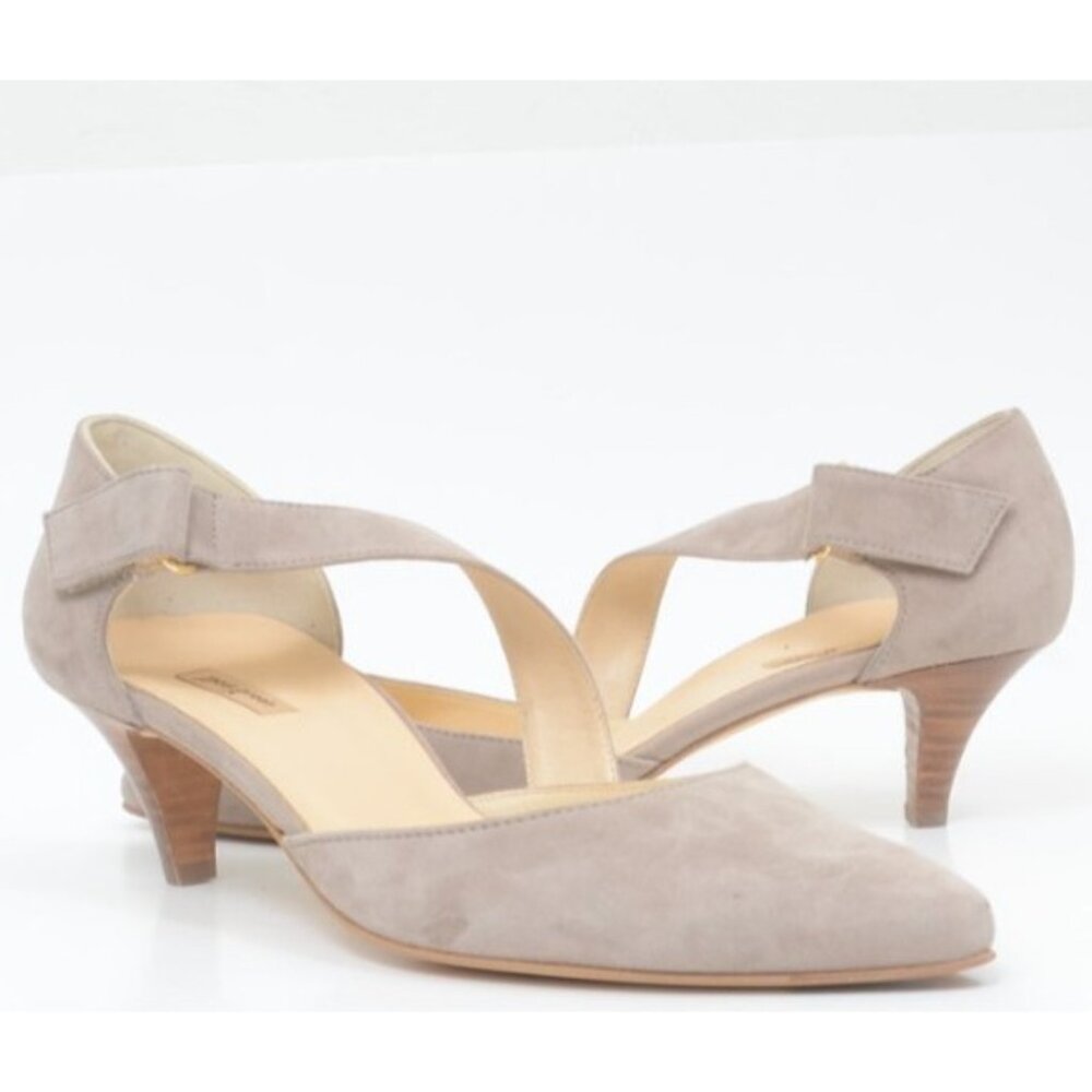Paul Green Nicki Asymmetrical Pointy Toe Hook & Loop Pump Kitten Heels Size 8